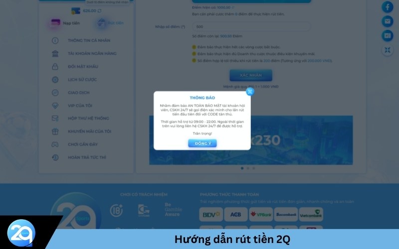 Hướng dẫn rút tiền 2Q